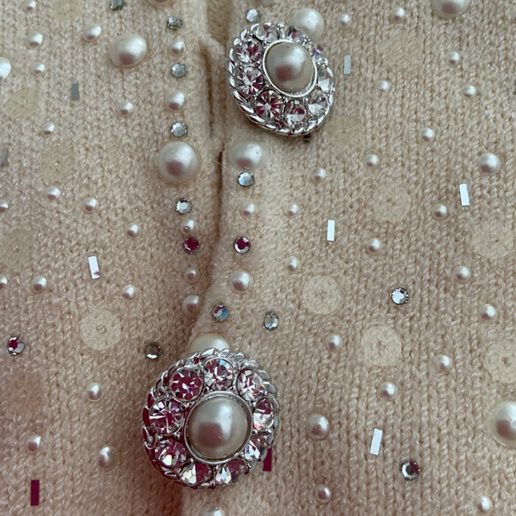 GORGEOUS Vintage St. John Collection IVORY Pearls Sequins Rhinestone Dress 6 - Picture 13 of 15